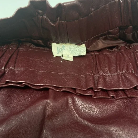 Vegan Leather Maroon Skirt - Picture 3 of 4